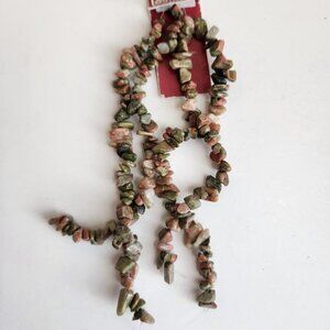 Bead Gallery Semi Precious Unakite Chips Bead Strands, Destash